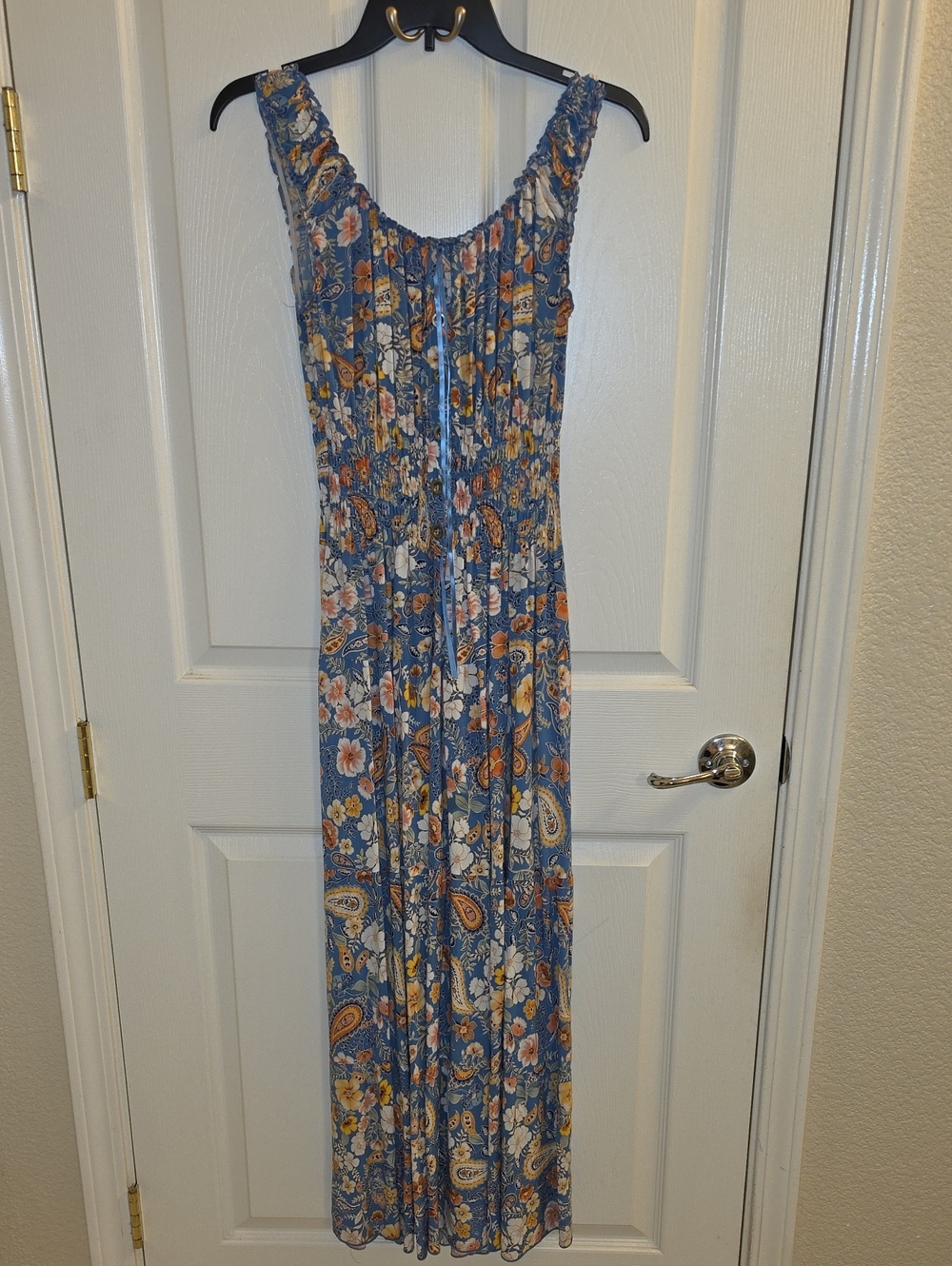 Ostoo Blue Floral Paisley Maxi Dress